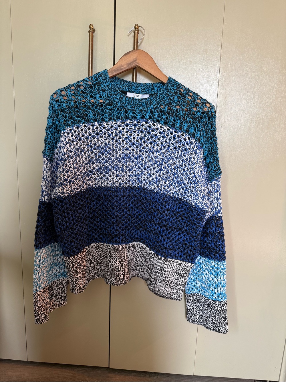 Derek Lam 10 Crosby Colorblock Open Knit Sweater S NWOT
